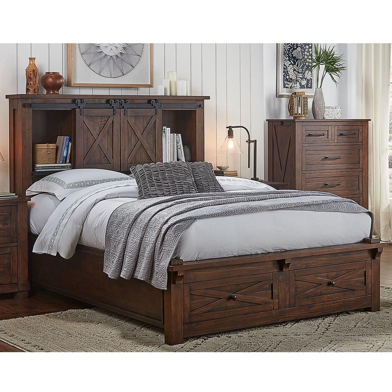 AAmerica Sun Valley SUVRT5031 Queen Bookcase Bed with Footboard Storage
